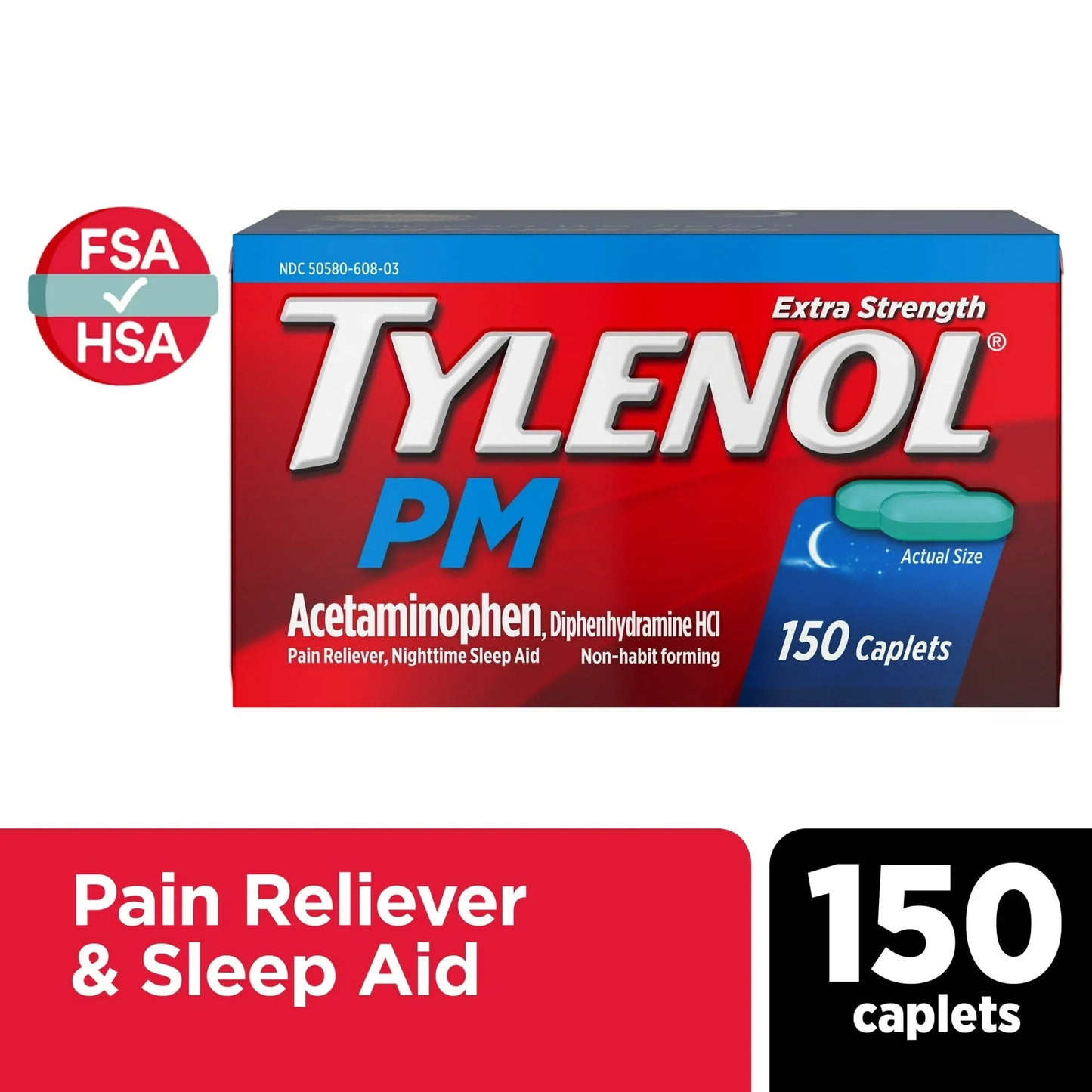 Tylenol PM Extra Strength Pain Reliever & Sleep Aid Caplets – 150 Count - Exotic Pro