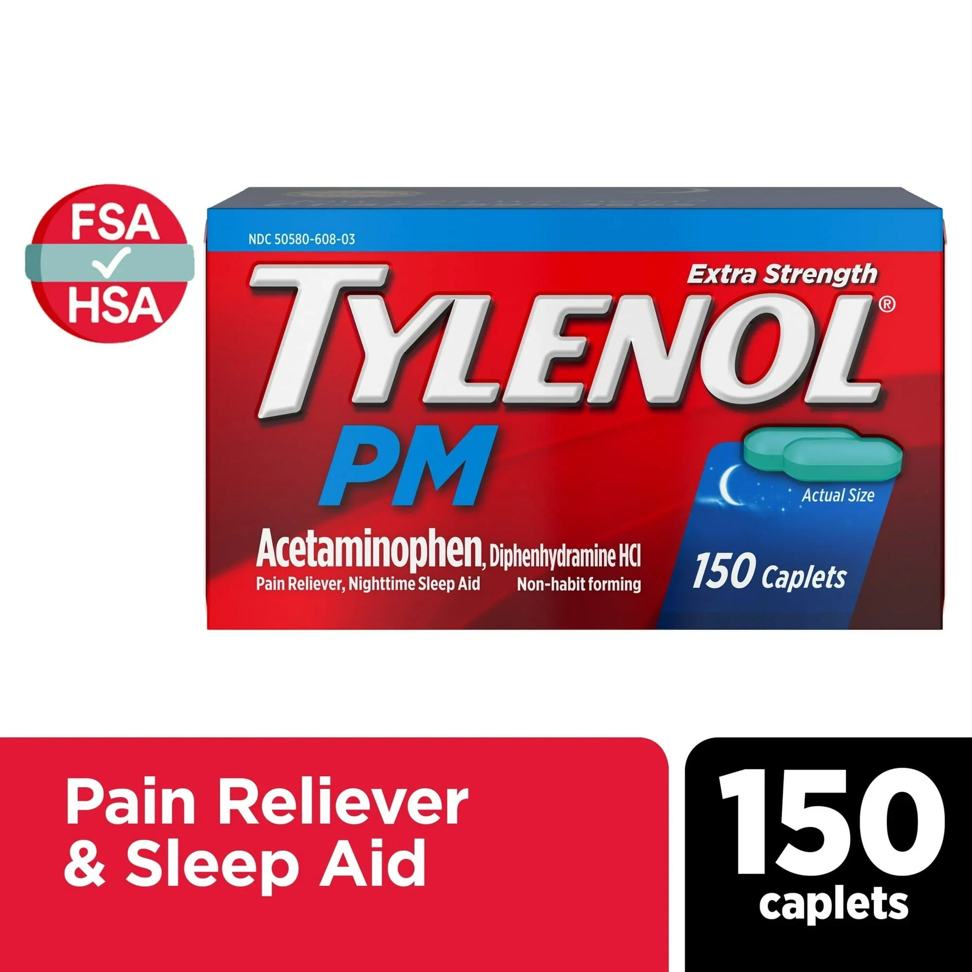 Tylenol PM Extra Strength Pain Reliever & Sleep Aid Caplets – 150 Count - Exotic Pro