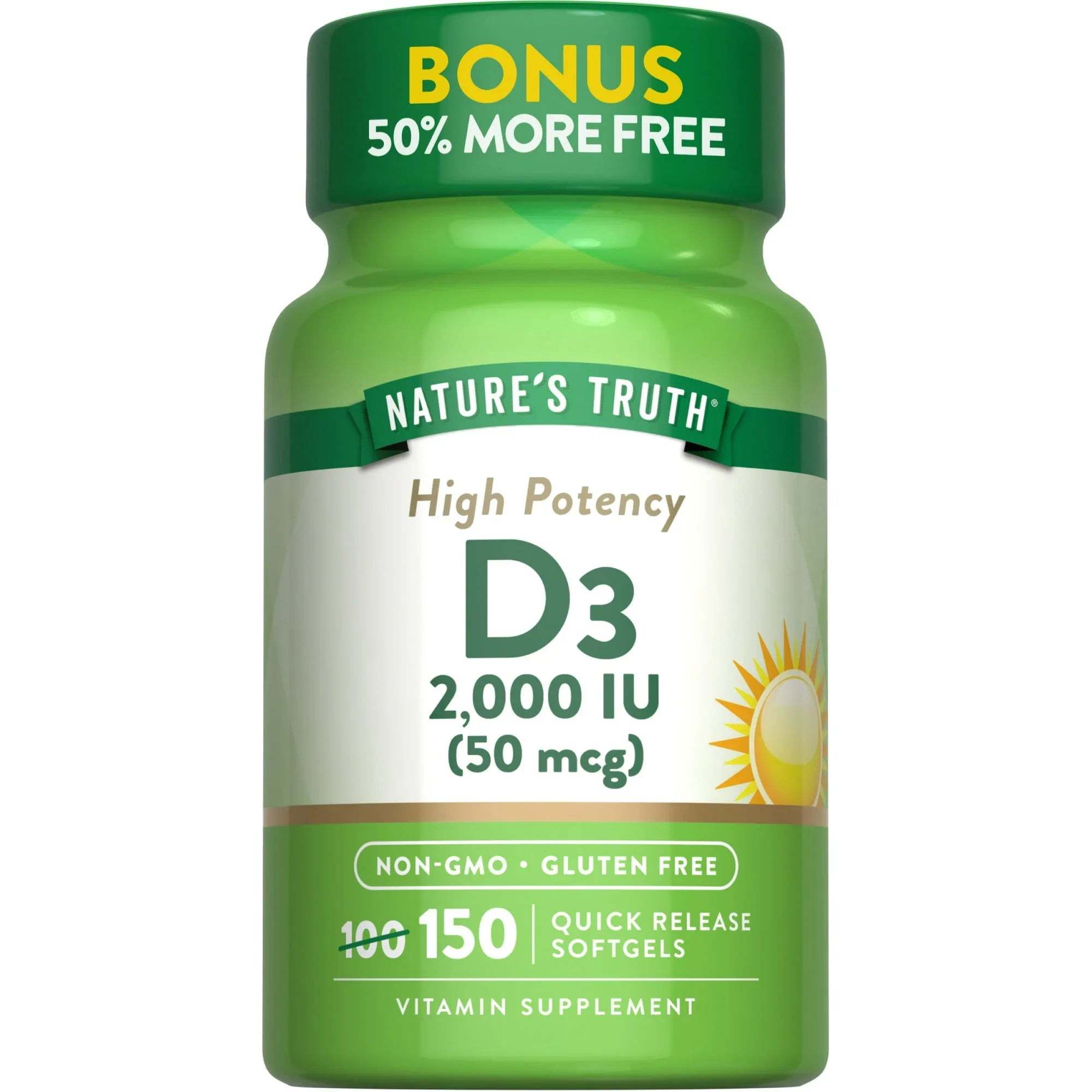 Nature’s Truth High Potency Vitamin D3 125mcg (5000 IU) – 150 Softgels - Exotic Pro