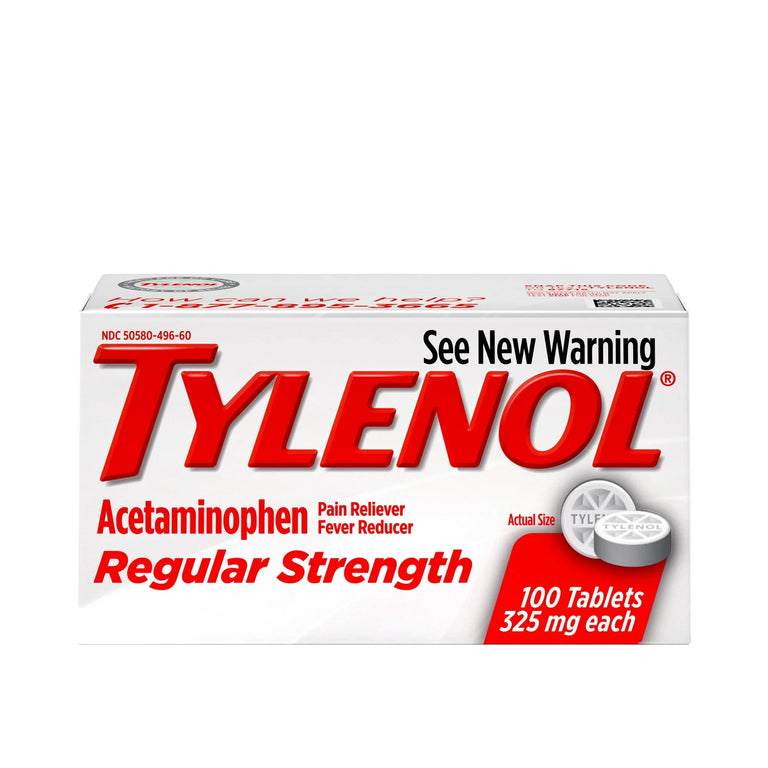Tylenol Regular Strength 325mg Acetaminophen Tablets – 100 Count