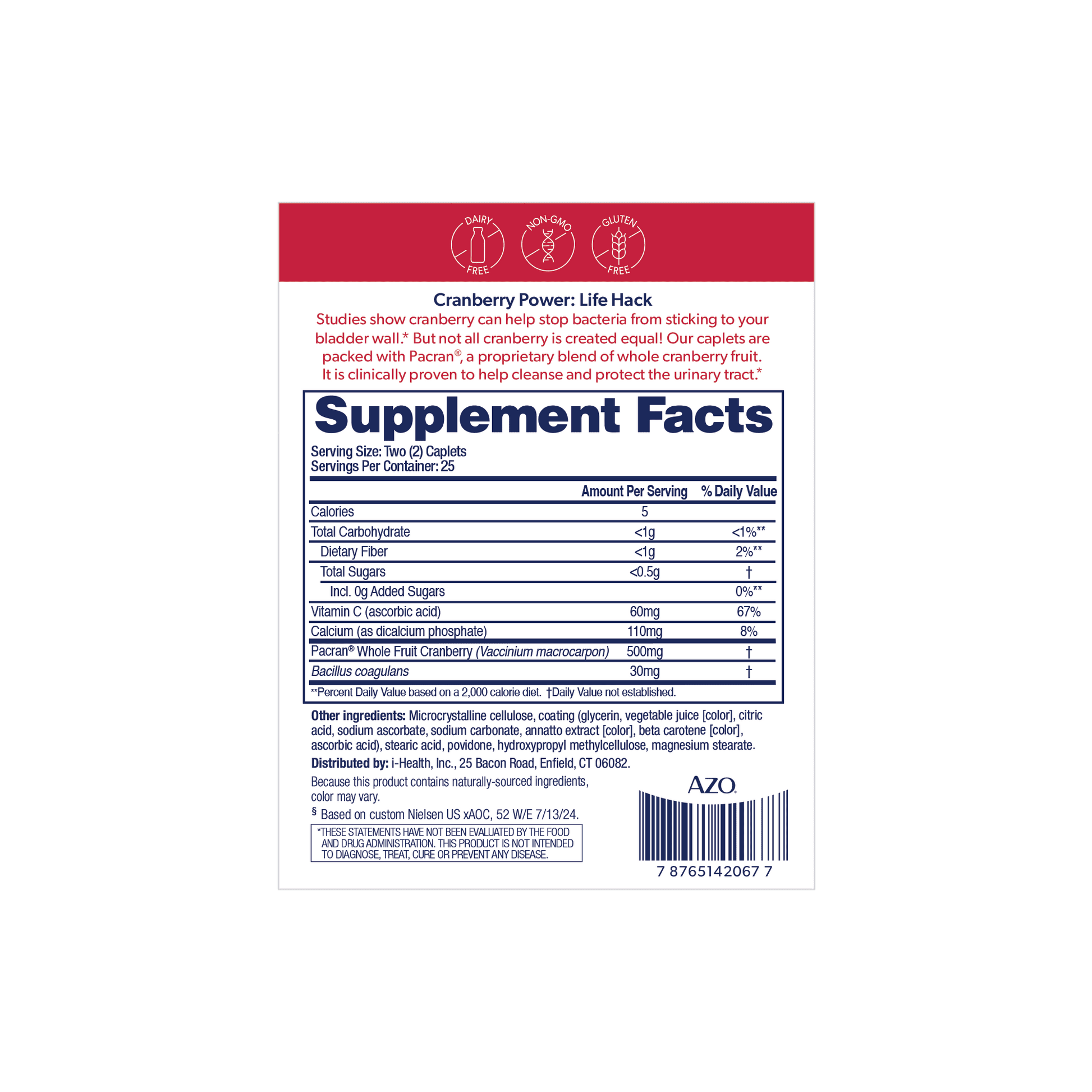 AZO Cranberry Urinary Tract Health Supplement, Sugar-Free, 50 Count - Exotic Pro