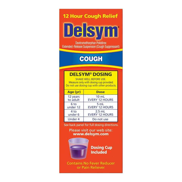 Delsym 12 Hour Cough Relief Liquid – Grape Flavor Cough Suppressant, 3 oz - Exotic Pro