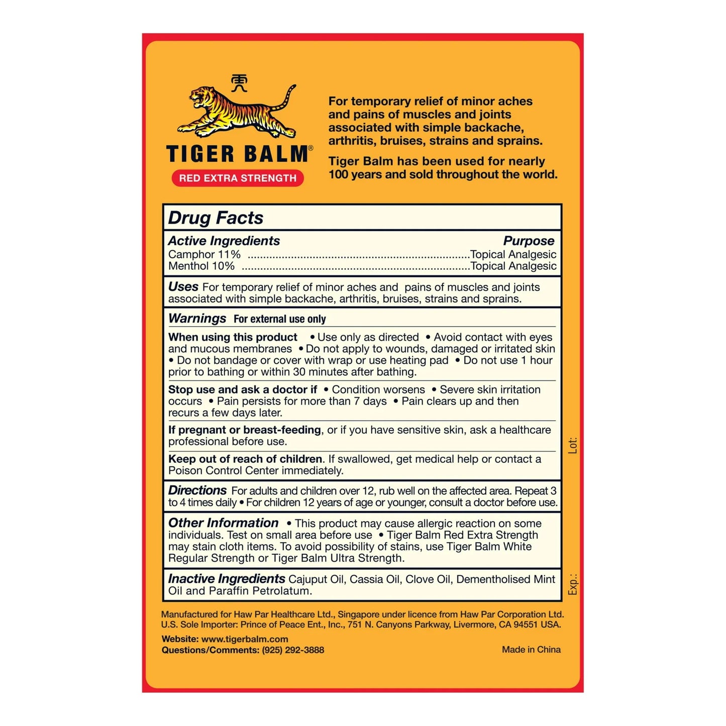 Tiger Balm Extra Strength Pain Relieving Ointment for Joint Pain, 0.63 oz - Exotic Pro