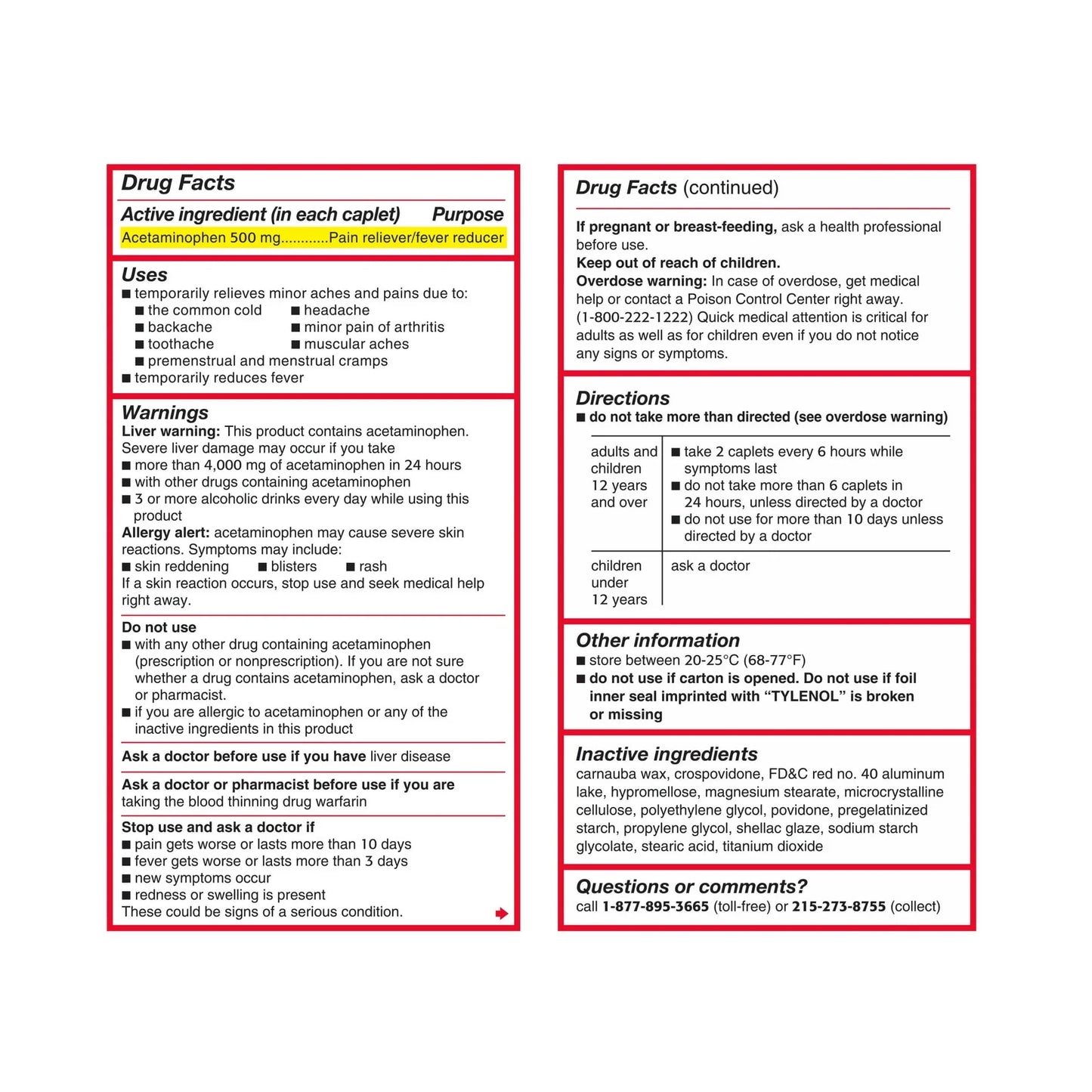Tylenol Extra Strength Caplets with 500 mg Acetaminophen, 225 Ct - Exotic Pro