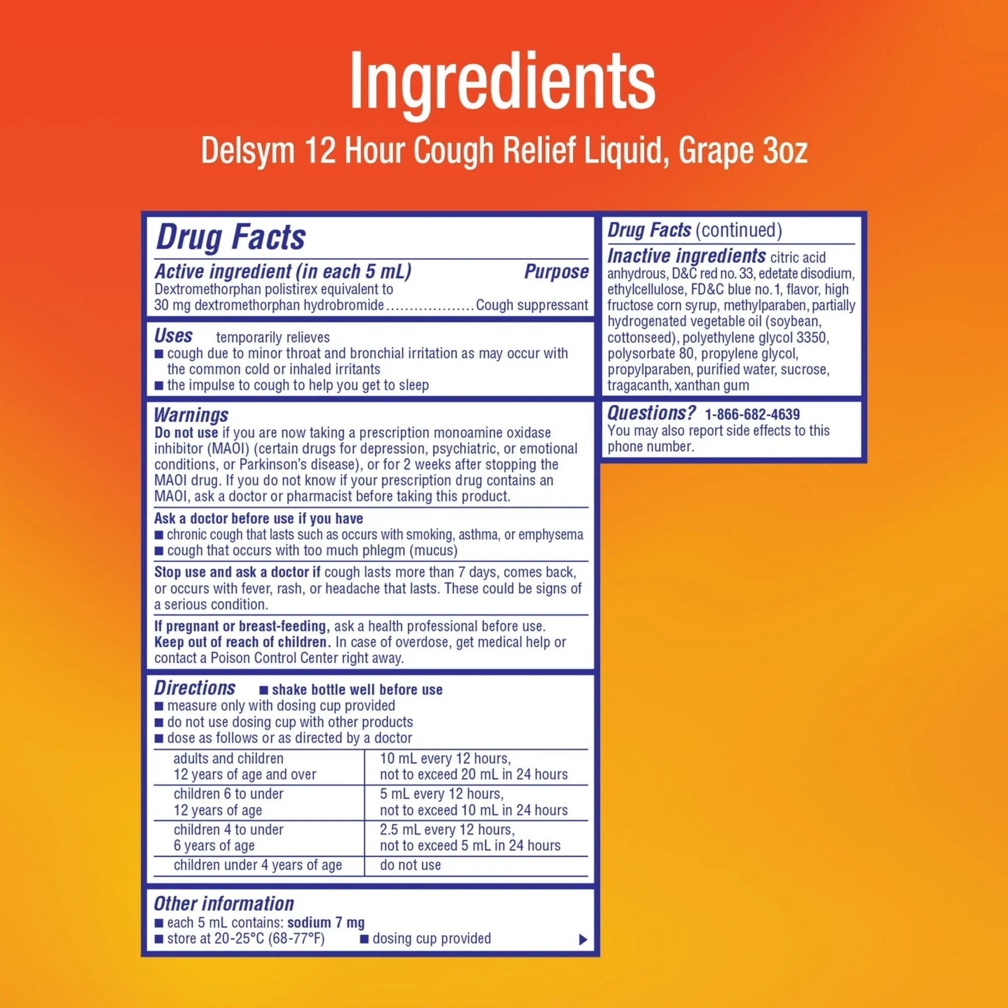 Delsym 12 Hour Cough Relief Liquid – Grape Flavor Cough Suppressant, 3 oz - Exotic Pro