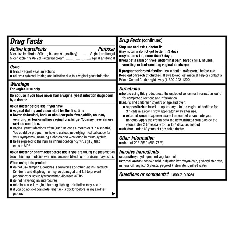 Equate Miconazole 3-Day Yeast Infection Treatment Combo Pack, Suppositories + Cream