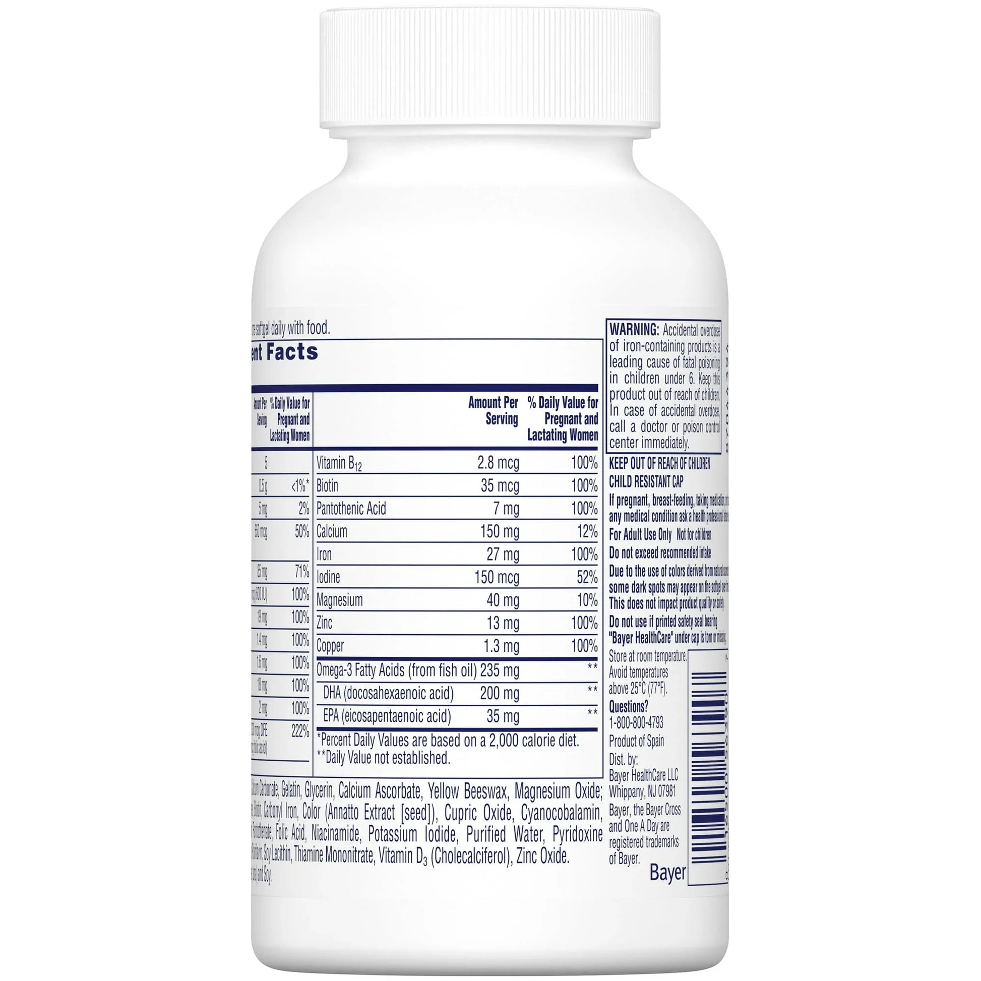 One A Day Women’s Prenatal – Multivitamin with Folic Acid & DHA, 30 Ct - Exotic Pro