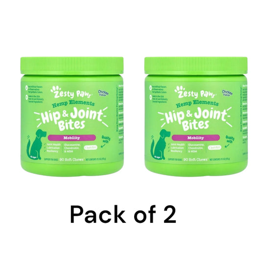 Zesty Paws Hip & Joint Bites for Dogs, Mobility Support, Chicken Flavor, 90 ct (Pack of 2) - Exotic Pro