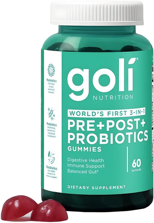 Goli 3-in-1 Pre, Post & Probiotics Gummies – 60 Ct | Digestive & Gut Health