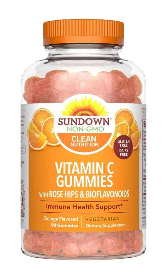 Sundown Vitamin C Gummies – Immune Support with Rose Hips & Bioflavonoids, 90ct - Exotic Pro