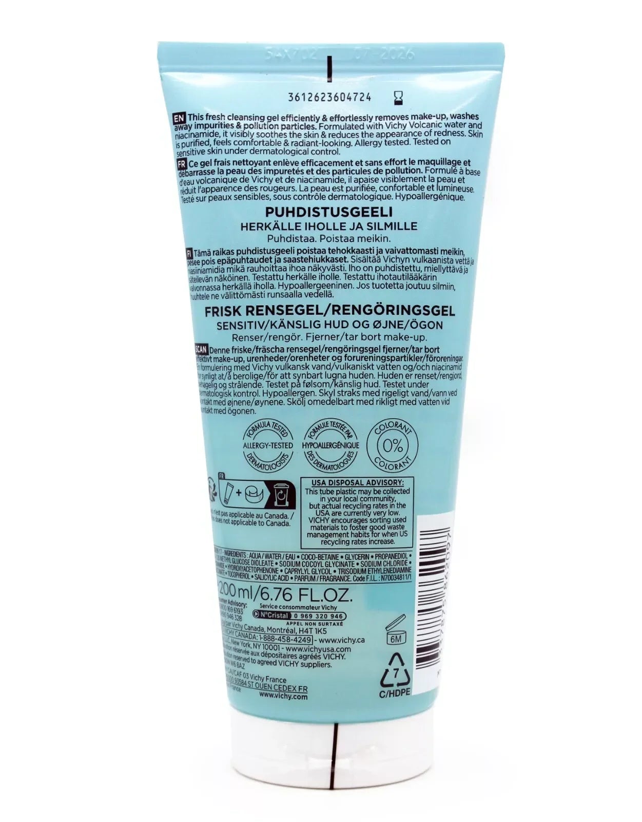 Vichy Laboratoires Purete Thermale Fresh Cleansing Gel - 6.76oz / 200ml - Exotic Pro
