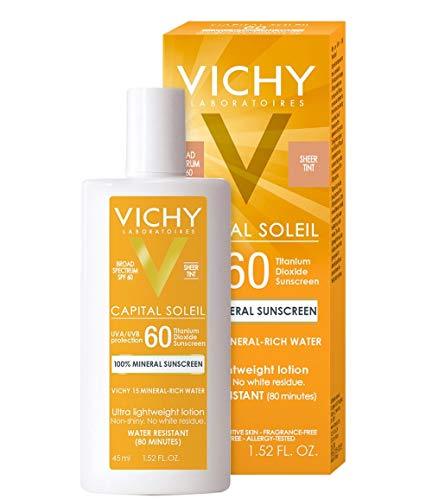 Vichy Capital Soleil Tinted Mineral Sunscreen for Face SPF 60, Lightweight Face Sunscreen with Titanium Dioxide, Broad Spectrum UVA/UVB Protection, Water Resistant - Exotic Pro